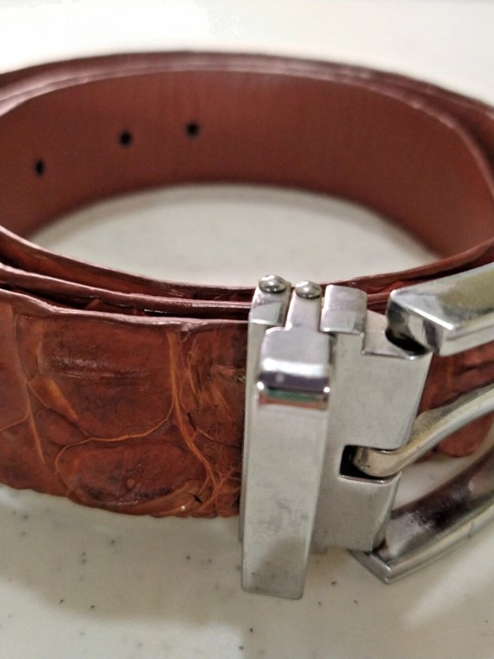 Crocodile belt mens brown leather belt "this is 100% real Crocodile"